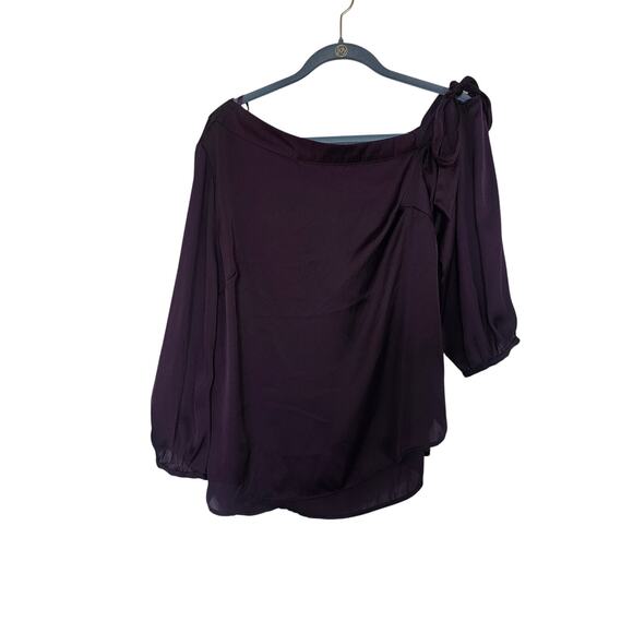 Banana Republic Aubergine Off Shoulder Blouse Top Size M Petite - Picture 1 of 6